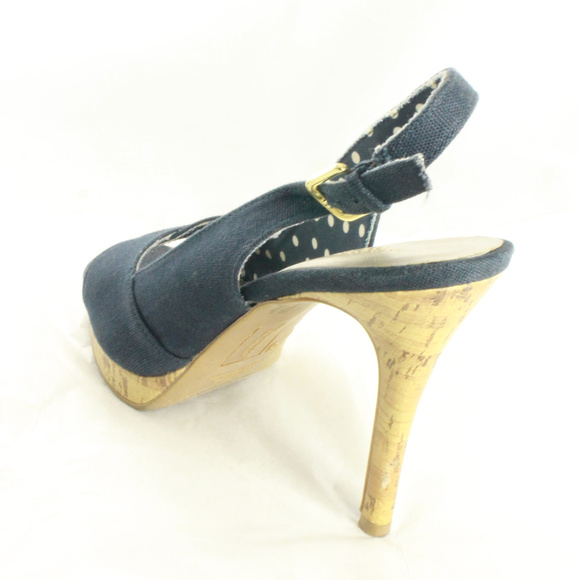 CHRISTIAN SIRIANO Canvas Slingback Peep Toe Heels - Picture 5 of 8